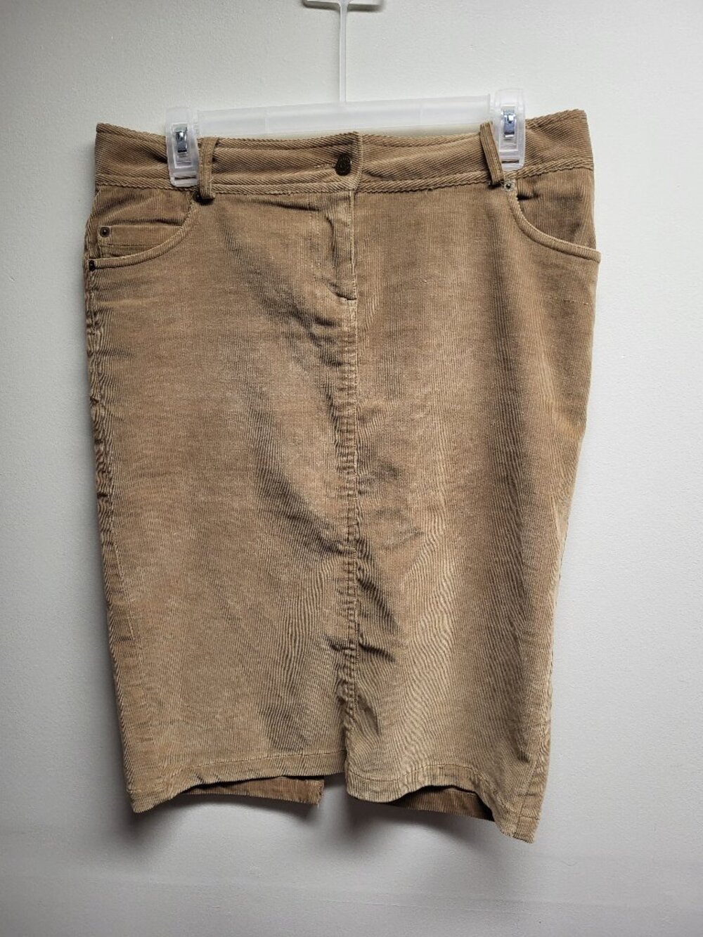 Zara Basic Corduroy Skirt Size Medium Tan Knee Length Stretch Cotton
